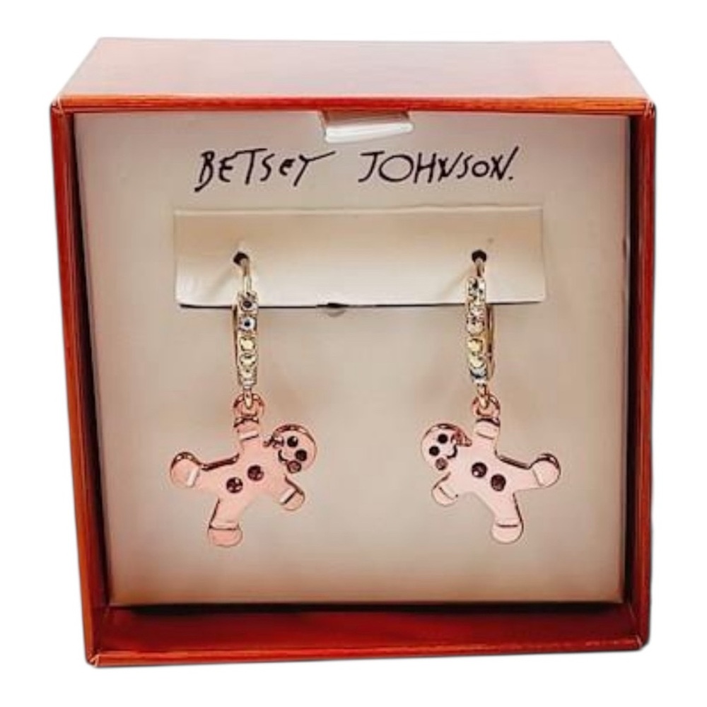 Betsey Johnson Gingerbread Man Huggie Hoop Earrings. 2044 - Picture 2 of 8